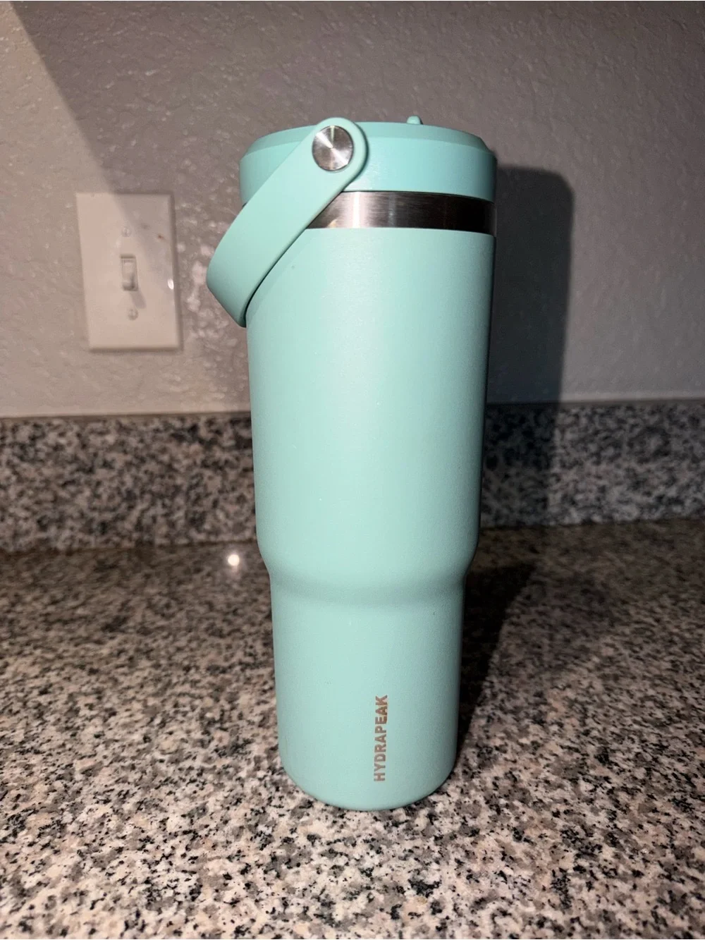 HYDRAPEAK Teal Insulated Travel Tumbler with Carry Handle & Straw